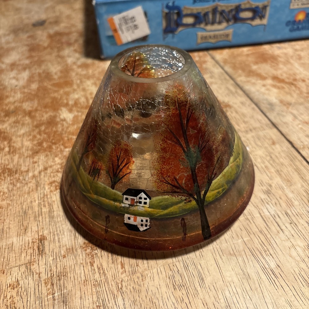 Yankee Candle Crackle Glass Shade 2011 Fall Autumn Farmhouse 3-Wick Topper